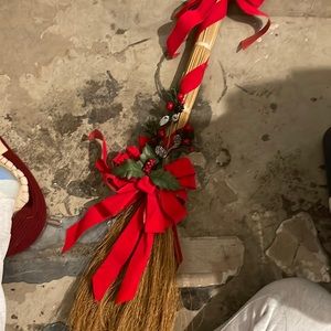 Christmas decorated broom in excellent condition